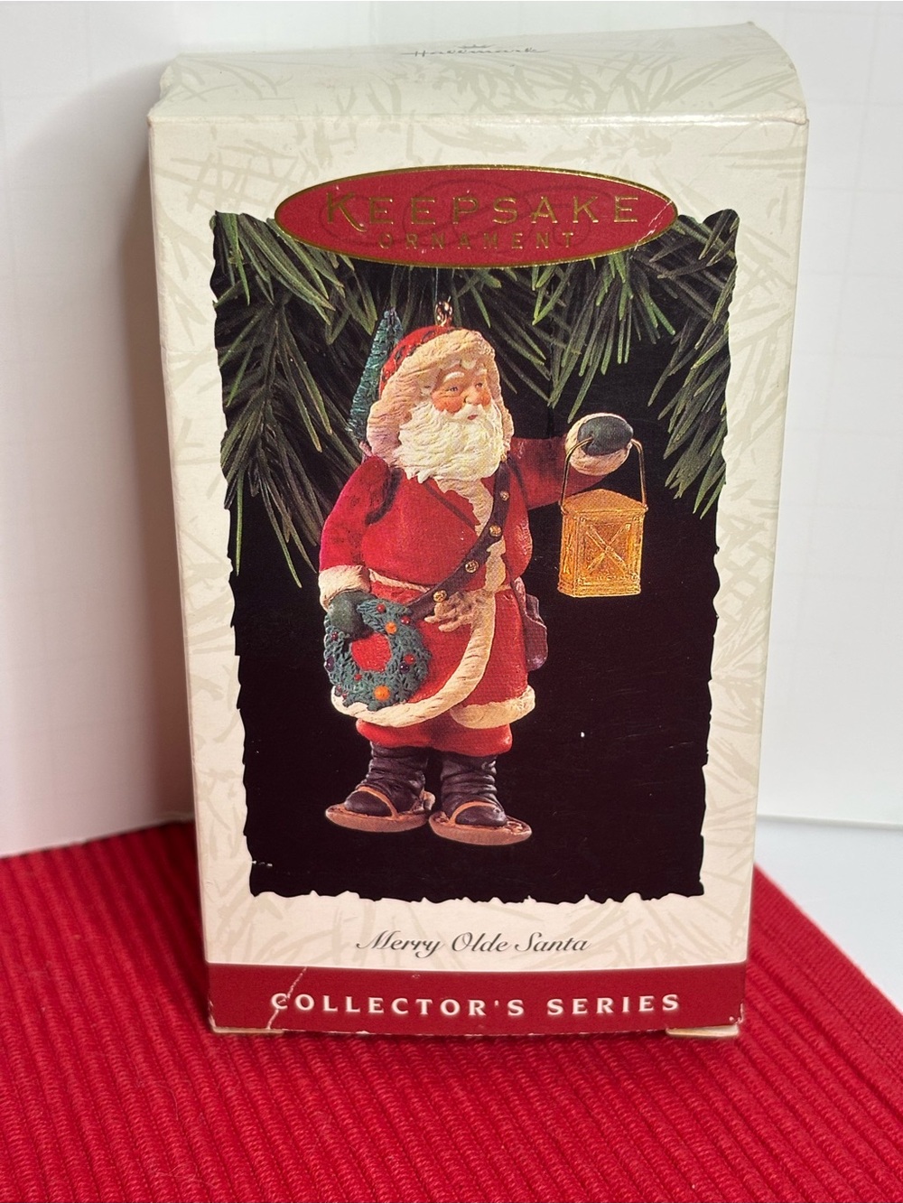 Hallmark 1994 โMerry Olde Santaโ Christmas Ornament in Red, White, Green, Gold